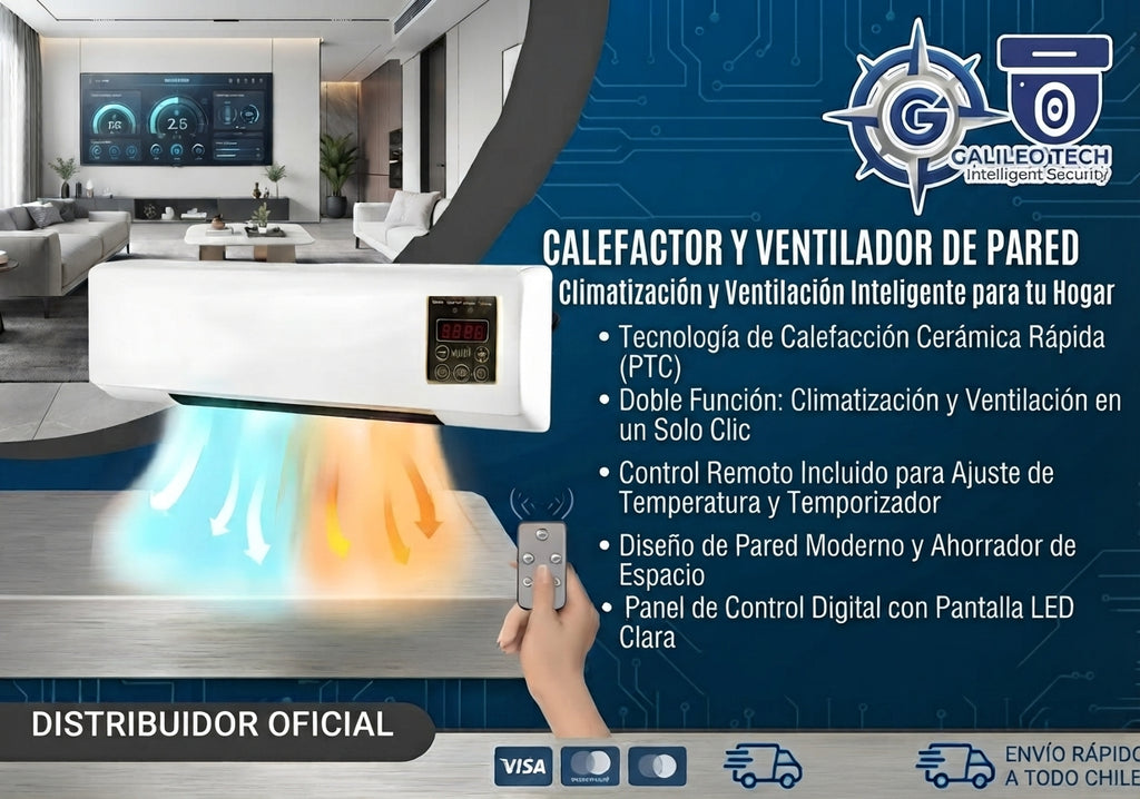 Calefactor y Ventilador Cerámico de Pared | GalileoTech