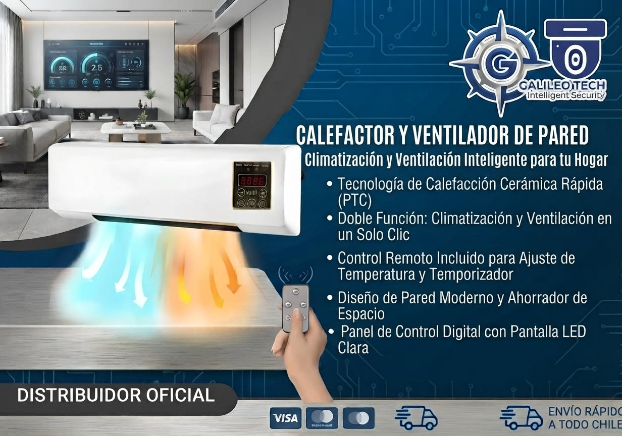 Calefactor y Ventilador Cerámico de Pared | GalileoTech