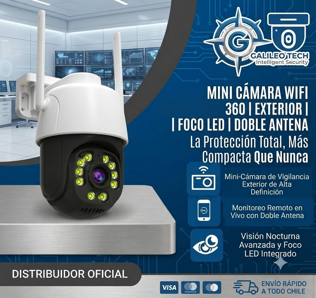 🛡️ Mini Cámara WiFi 360° Exterior Pro – Seguridad Inteligente HD