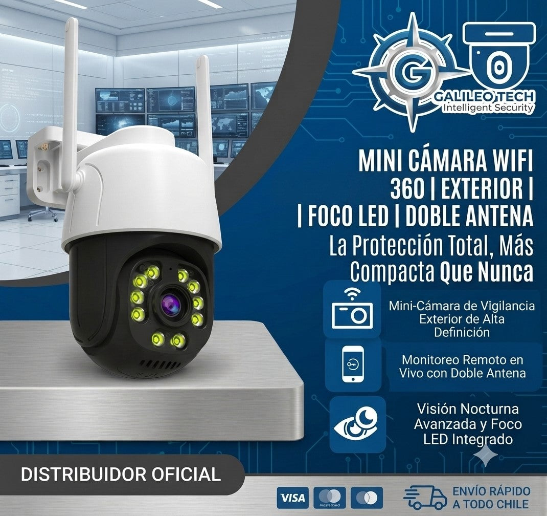 🛡️ Mini Cámara WiFi 360° Exterior Pro – Seguridad Inteligente HD