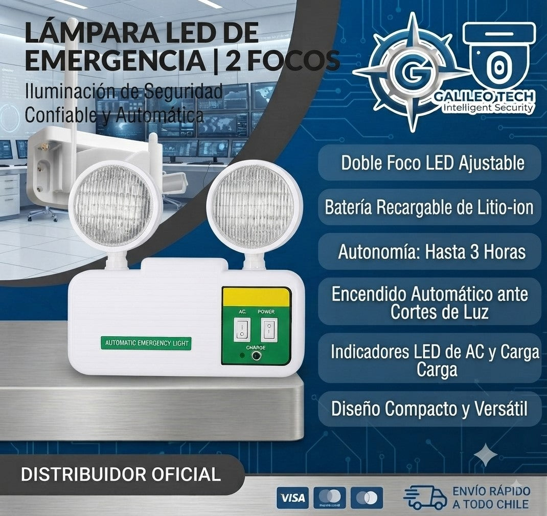 Lámpara LED De Emergencia 2 Focos