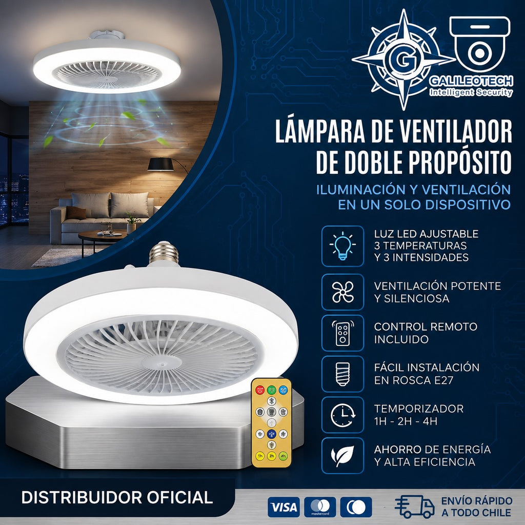 Ventilador de Techo Inteligente con Luz LED y Control Remoto