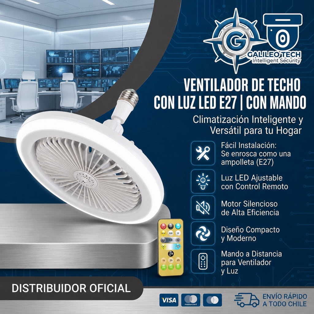 Ventilador de Techo Inteligente con Luz LED y Control Remoto